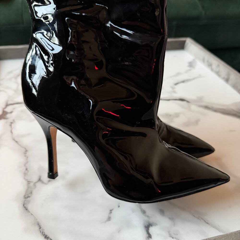 Larroudé Kate Black Patent Leather Knee High Boots Size 8 - Picture 7 of 9